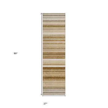 2' X 8' Chocolate Striped Washable Indoor Outdoor Runner Rug