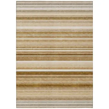 3' X 5' Chocolate Striped Washable Non Skid Indoor Outdoor Area Rug