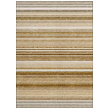 3' X 5' Chocolate Striped Washable Non Skid Indoor Outdoor Area Rug