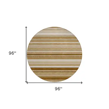 8' Round Chocolate Round Striped Washable Non Skid Indoor Outdoor Area Rug