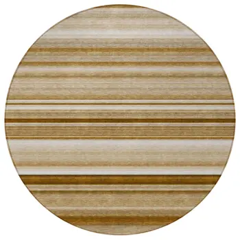8' Round Chocolate Round Striped Washable Non Skid Indoor Outdoor Area Rug