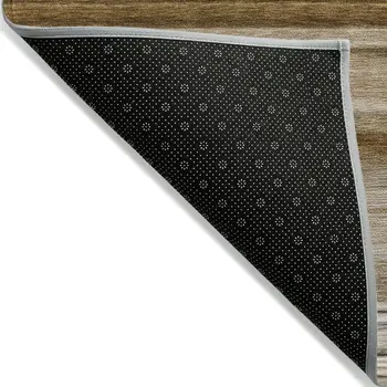 9' X 12' Chocolate Striped Washable Non Skid Indoor Outdoor Area Rug