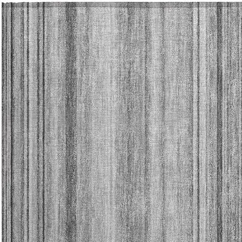 2' X 3' Gray Striped Washable Non Skid Indoor Outdoor Area Rug