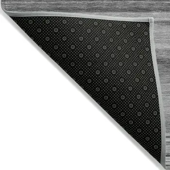 8' Round Gray Round Striped Washable Non Skid Indoor Outdoor Area Rug
