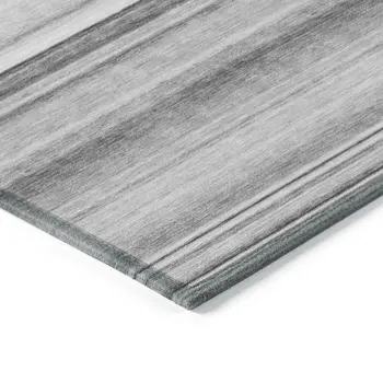 8' Round Gray Round Striped Washable Non Skid Indoor Outdoor Area Rug