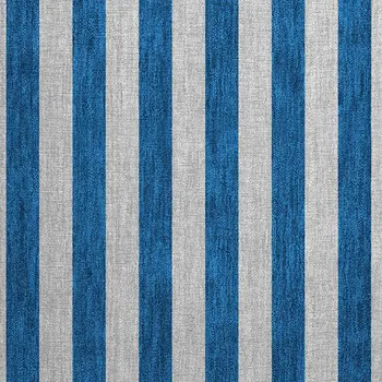 2' X 3' Blue and Ivory Striped Washable Non Skid Indoor Outdoor Area Rug
