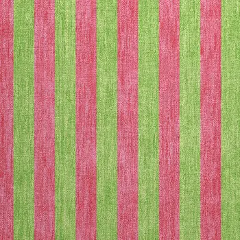 2' X 3' Green and Red Striped Washable Non Skid Indoor Outdoor Area Rug