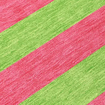 3' X 5' Green and Red Striped Washable Non Skid Indoor Outdoor Area Rug