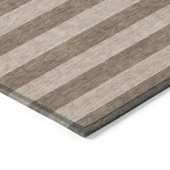8' Runner Coffee Striped Washable Non Skid Indoor Outdoor Runner Rug