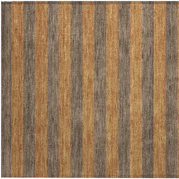 2' X 3' Brown and Tan Striped Washable Non Skid Indoor Outdoor Area Rug