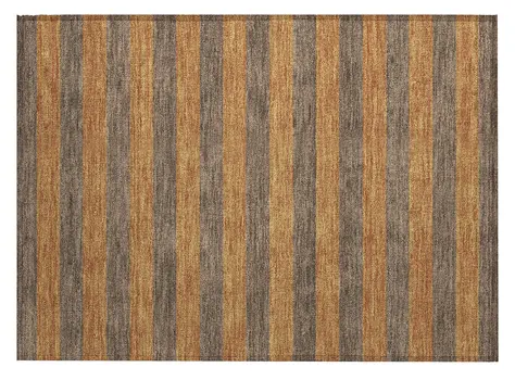 2' X 3' Brown and Tan Striped Washable Non Skid Indoor Outdoor Area Rug