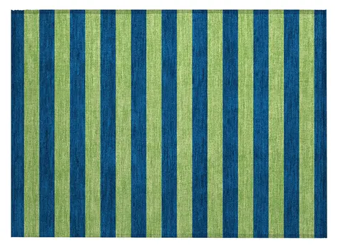 2' X 3' Navy Blue Striped Washable Non Skid Indoor Outdoor Area Rug