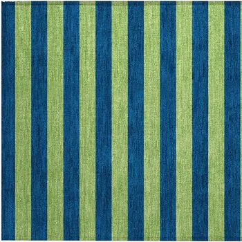 2' X 3' Navy Blue Striped Washable Non Skid Indoor Outdoor Area Rug