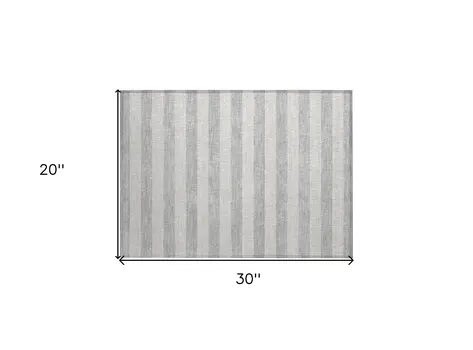 2' X 3' Gray and Ivory Striped Washable Non Skid Indoor Outdoor Area Rug