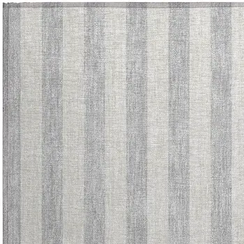 2' X 3' Gray and Ivory Striped Washable Non Skid Indoor Outdoor Area Rug