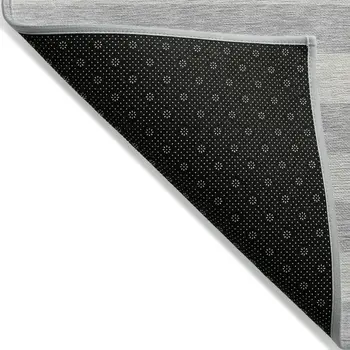 8' X 10' Gray and Ivory Striped Washable Non Skid Indoor Outdoor Area Rug