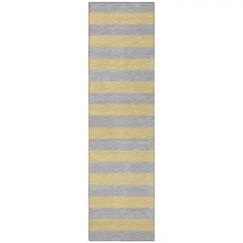8' Runner Silver Striped Washable Non Skid Indoor Outdoor Runner Rug