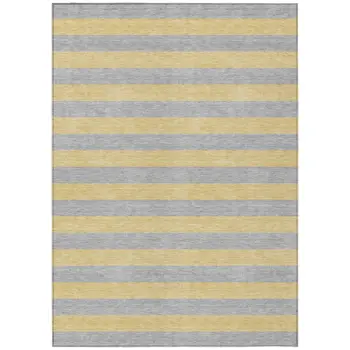 10' X 14' Silver Striped Washable Non Skid Indoor Outdoor Area Rug