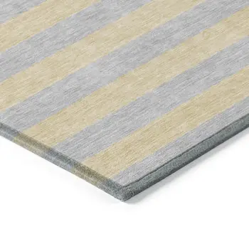 10' X 14' Silver Striped Washable Non Skid Indoor Outdoor Area Rug