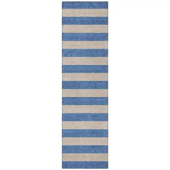 8' Runner Tan Striped Washable Non Skid Indoor Outdoor Runner Rug