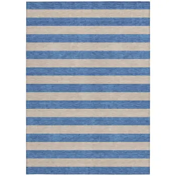 3' X 5' Tan Striped Washable Non Skid Indoor Outdoor Area Rug