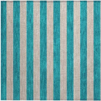 2' X 3' Turquoise Striped Washable Non Skid Indoor Outdoor Area Rug