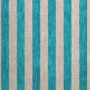 2' X 3' Turquoise Striped Washable Non Skid Indoor Outdoor Area Rug