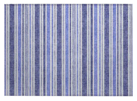 2' X 3' Blue Striped Washable Non Skid Indoor Outdoor Area Rug