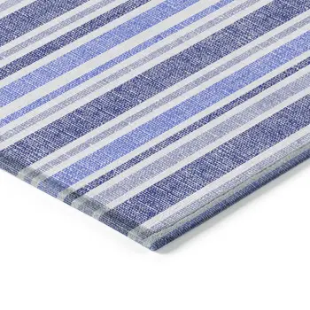 2' X 3' Blue Striped Washable Non Skid Indoor Outdoor Area Rug
