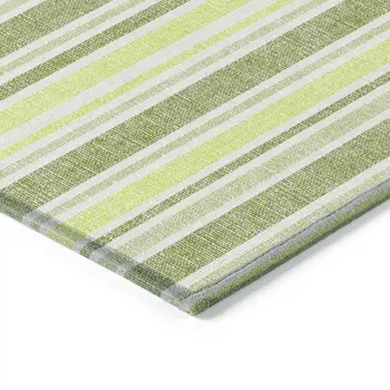 2' X 3' Green and Yellow Striped Washable Non Skid Indoor Outdoor Area Rug