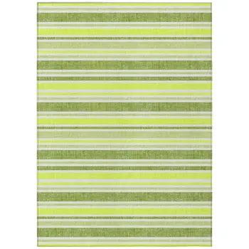 3' X 5' Green and Yellow Striped Washable Non Skid Indoor Outdoor Area Rug