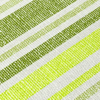9' X 12' Green and Yellow Striped Washable Indoor Outdoor Area Rug