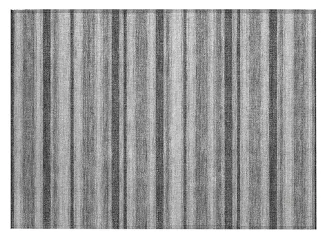 2' X 3' Gray and Black Striped Washable Indoor Outdoor Area Rug
