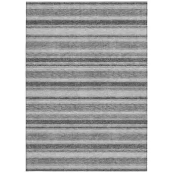 3' X 5' Gray and Black Striped Washable Non Skid Indoor Outdoor Area Rug
