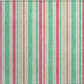 2' X 3' Green Striped Washable Non Skid Indoor Outdoor Area Rug
