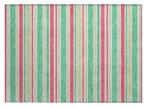 2' X 3' Green Striped Washable Non Skid Indoor Outdoor Area Rug