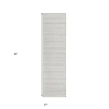 2' X 8' Ivory Striped Washable Indoor Outdoor Runner Rug
