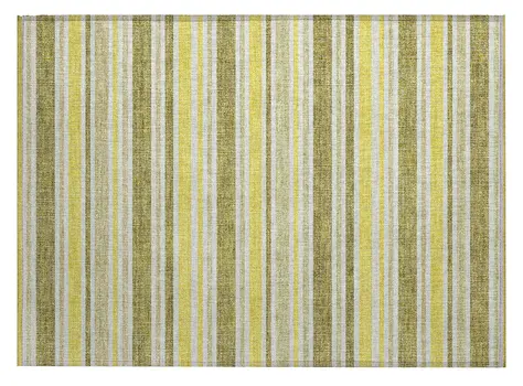 2' X 3' Khaki Yellow and Gray Striped Washable Non Skid Indoor Outdoor Area Rug