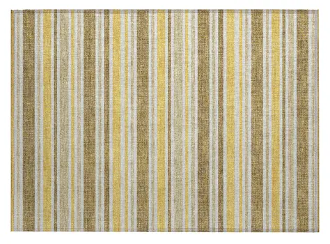 2' X 3' Brown and Orange Striped Washable Indoor Outdoor Area Rug