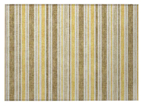 2' X 3' Brown and Orange Striped Washable Indoor Outdoor Area Rug