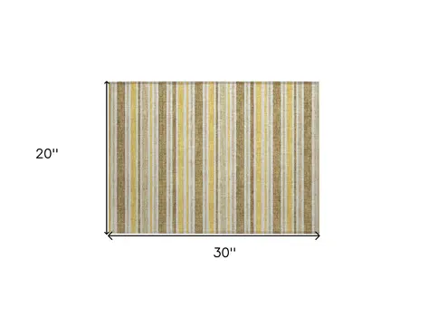 2' X 3' Brown and Orange Striped Washable Indoor Outdoor Area Rug