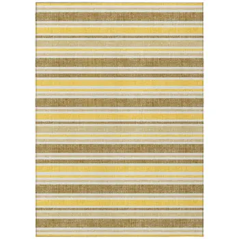 3' X 5' Brown and Orange Striped Washable Non Skid Indoor Outdoor Area Rug