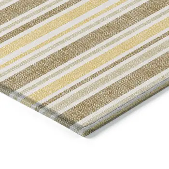 5' X 8' Brown and Orange Striped Washable Indoor Outdoor Area Rug