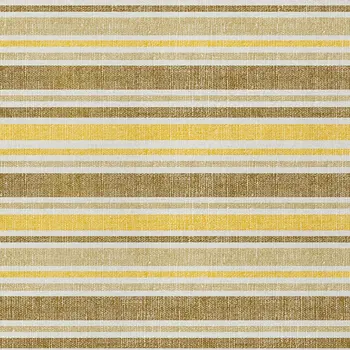 9' X 12' Brown And Orange Striped Washable Indoor Outdoor Area Rug