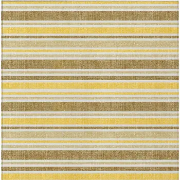 9' X 12' Brown And Orange Striped Washable Indoor Outdoor Area Rug