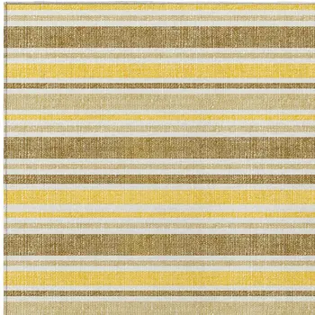 10' X 14' Brown And Orange Striped Washable Indoor Outdoor Area Rug