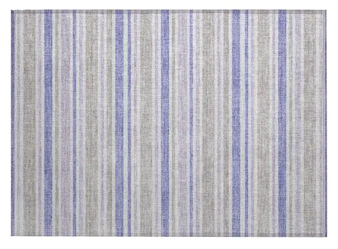 2' X 3' Ivory Blue and Gray Striped Washable Non Skid Indoor Outdoor Area Rug