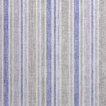 2' X 3' Ivory Blue and Gray Striped Washable Non Skid Indoor Outdoor Area Rug