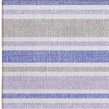 8' Navy Blue Striped Washable Indoor Outdoor Runner Rug