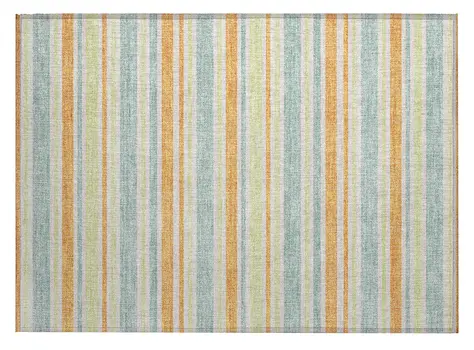 2' X 3' Orange Green and Blue Striped Washable Non Skid Indoor Outdoor Area Rug